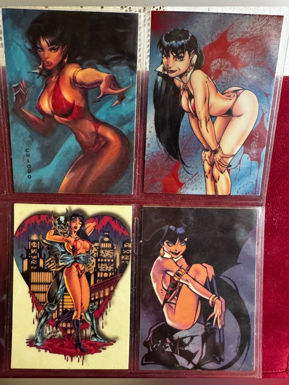 Topps Vampirella Horror Glow 1995 Chase Lot 4 Cards #1 #2 #5 #6 Mint Condition